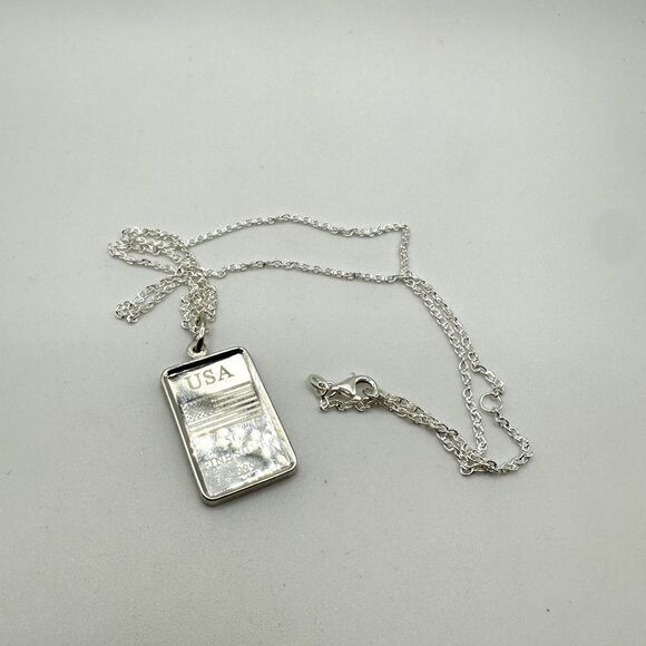 NIB Unisex USA .999 silver dog tag on a 20” 925 chain, necklace! - Picture 1 of 12